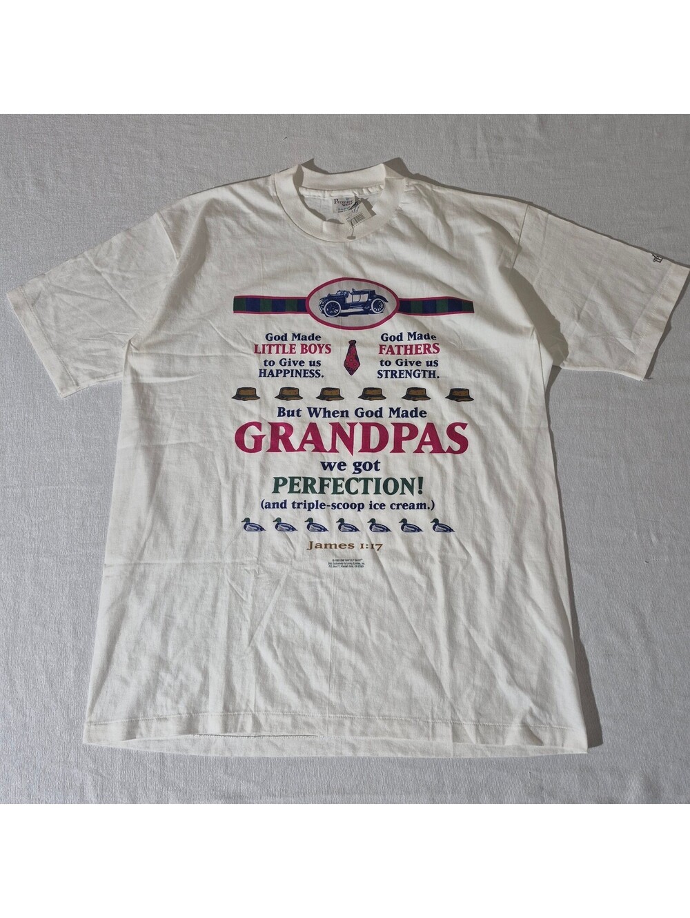 Vintage 90s Grandpas James 1:17 Bible T-shirt XL XLarge Christain /Tag